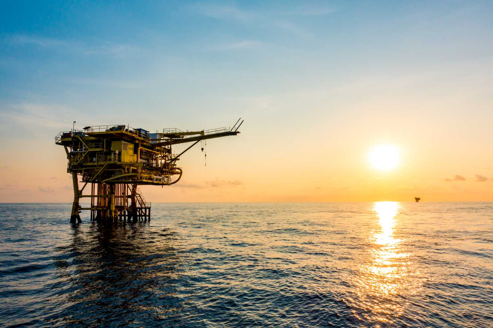 Oil and gas platform shot from drone